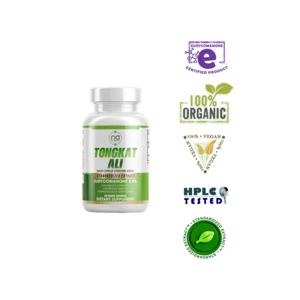 tongkat ali 2% eurycomanone supplements in capsules organic vegan 3rd party lab hplc tested standardized extract