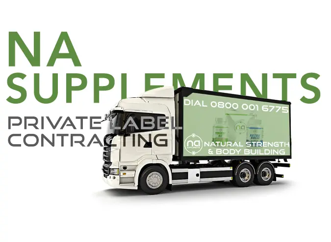 na supplement branded box truck with private label contracting banner and hotline cta