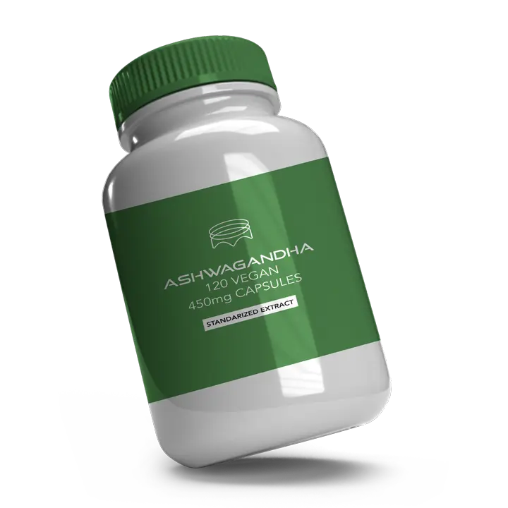 ashwagandha 450mg capsules bottle bespoke branding example by na supplements