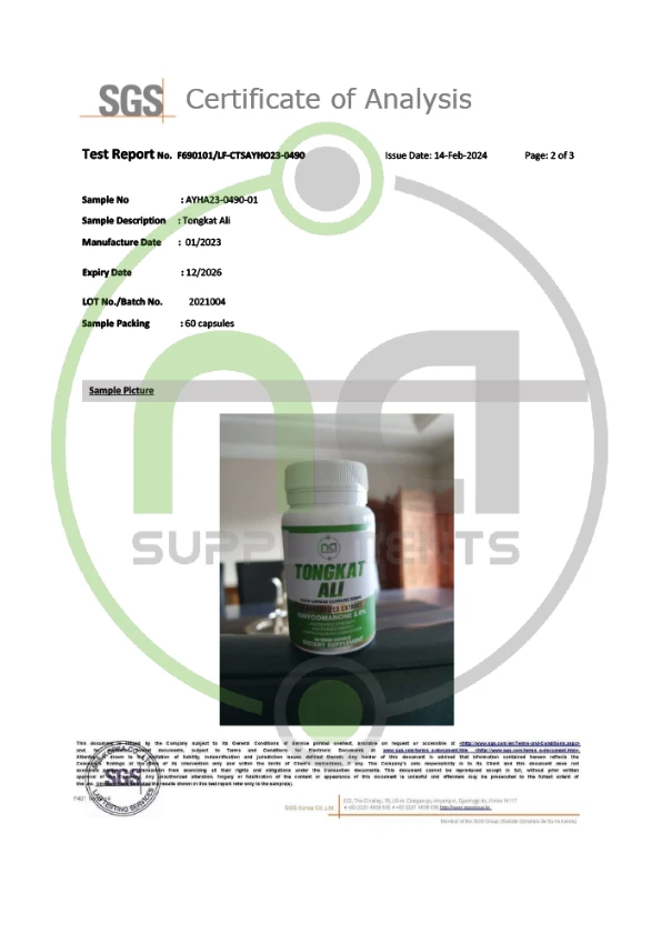 sgs official certificate of analysis na supplements page 2