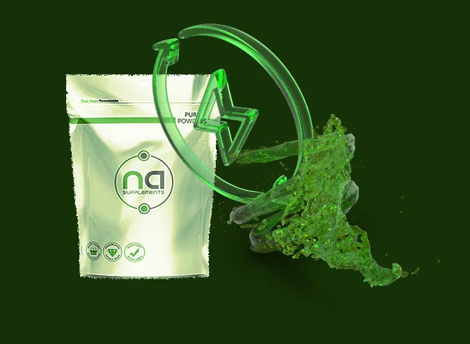 energy bolt 3d graphic next to na supplements theacrine product image