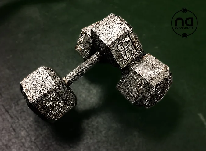 image of twin 50 kg dumbbells with na supplements watermark