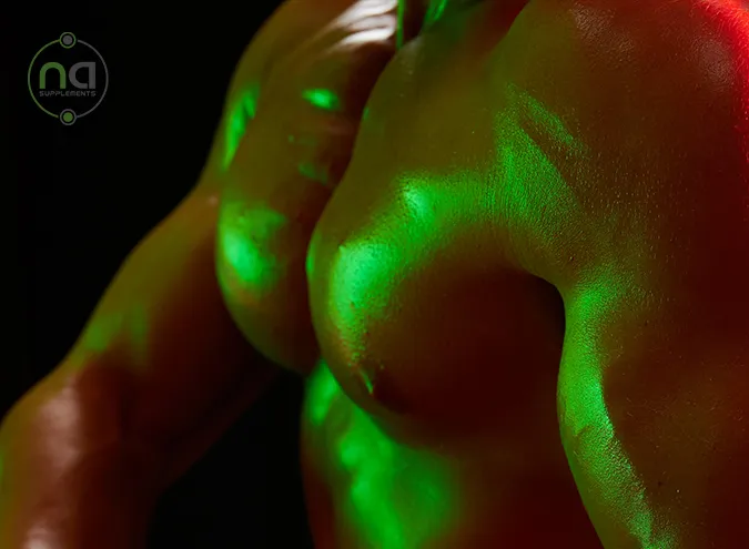 torso of man with athletic build on what is theacrine blog by na supplements