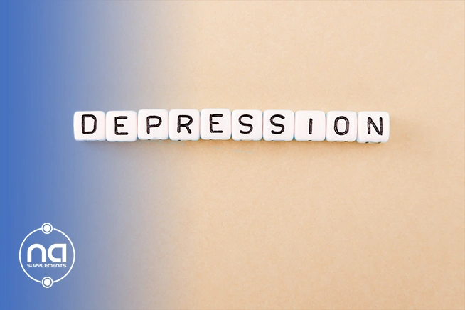 depression word written on an orange background on black seed oil anxiety blog
