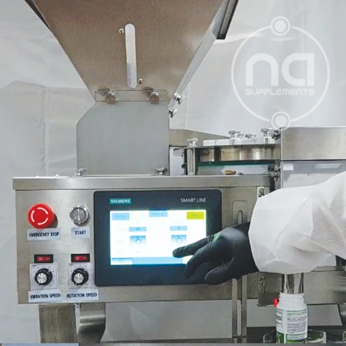 technician programming single discharge chute pill counting machine